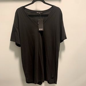 Nasty Gal Black Slouchy V-Neck T-shirt Dress